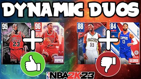 Nba 2k23 dynamic duos list - Yes, MOST of the all-time greats of the sport are represented in the Base Set of MyTEAM, ready to be experienced by any and all dropping into the mode! Beyond the names are 45 different Dynamic Duos to begin the year, with each franchise getting one Duo, plus 15 additional Duos that span across locker rooms to the other teams. TEAM CUSTOMIZATION